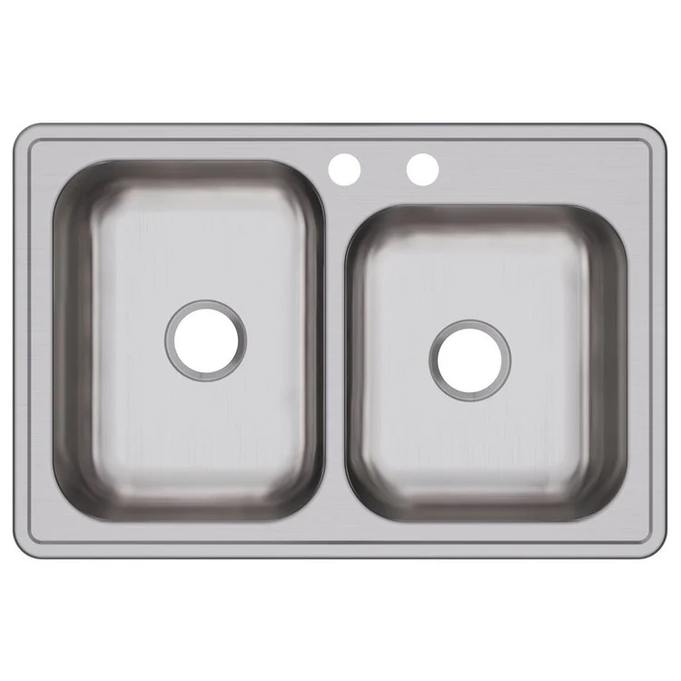 Kitchen Sink Dayton 33 x 22 Inch Double Bowl Offset 2 Hole Satin Drop-In - Frankwebs