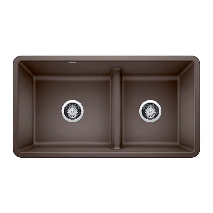 Kitchen Sink Precis 33 x 18 Inch Double Bowl 1-3/4 Reverse with Low Divide Coal Black Undermount - Frankwebs