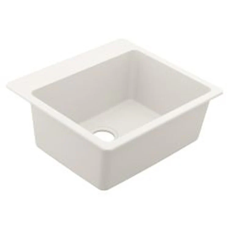 Kitchen Sink Granite Series 25 x 22 Inch 9-1/2 Inch Single Bowl White Undermount or Drop In Rear Center Drain - Frankwebs