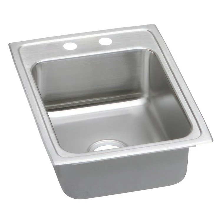 Kitchen Sink Lustertone Classic 17 x 22 Inch Single Bowl MR2 Hole ADA Lustrous Satin Drop-In Rectangle Drain Location Rear Center Depth 6-1/2 Inch Quick Clip Mounting System Bottom Only Pads - Frankwebs
