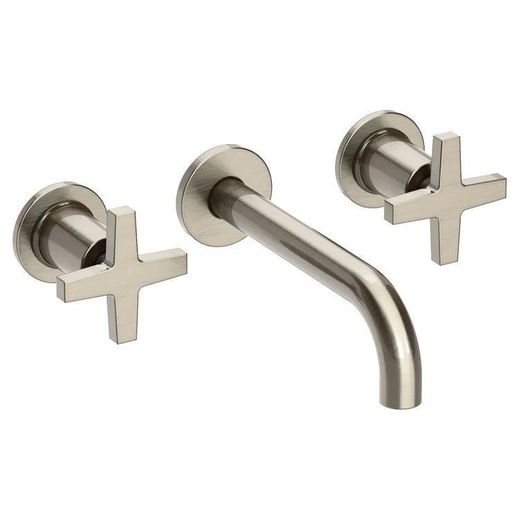 Lavatory Faucet Dorrance Wall Mount 8 Inch Spread 2 Cross ADA Watersense French Gold PVD 1.2 Gallons Per Minute Brass Less Drain Spout Reach 7-1/9 Inch - Frankwebs