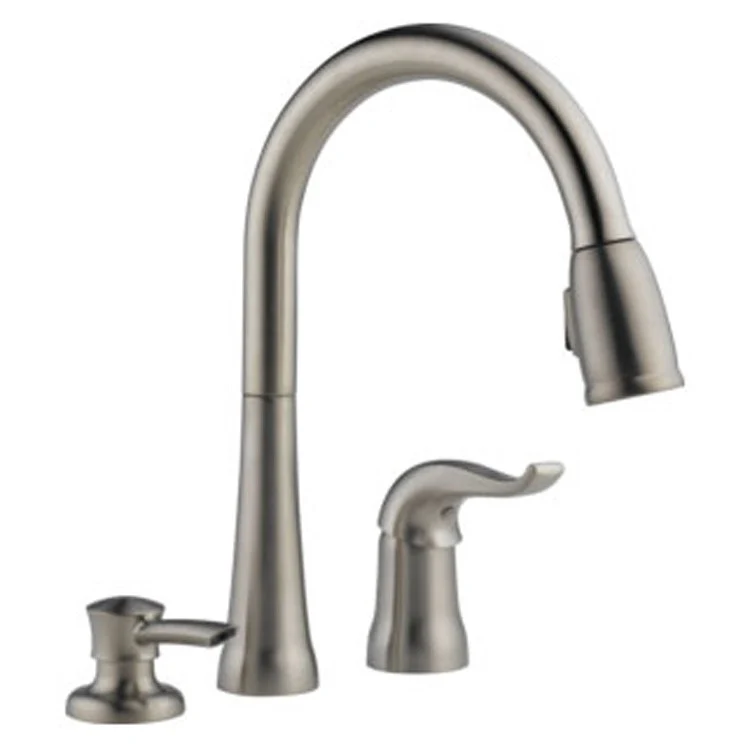 Kate Single Handle Pull Down Kitchen Faucet with Soap Dispenser - Frankwebs