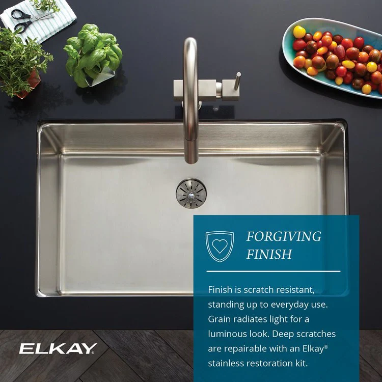 Kitchen Sink Lustertone Iconix 32.5 x 19.5 Inch Single Bowl Luminous Satin Undermount Drain Location Rear Center - Frankwebs