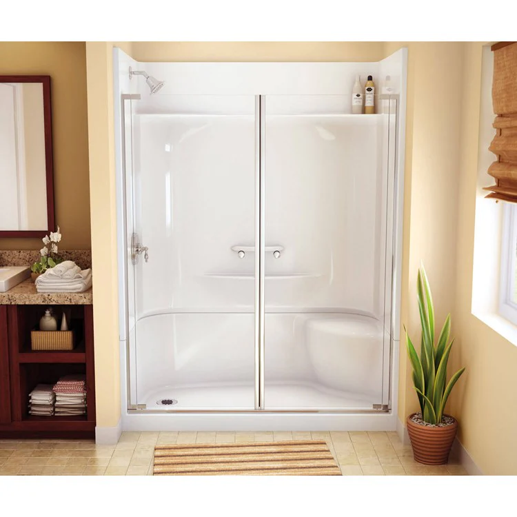Shower KDS Rectangular White 59-3/4 x 59-3/4 x 80-1/8 Inch Fiberglass Right Seat Left Drain 59-3/4 Inch - Frankwebs