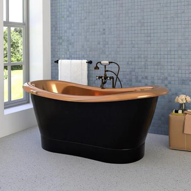 Freestanding Tub Chapal 69-1/2 x 31 x 28-3/4 Inch 70IN Double Slipper Tub Black Copper Center Oval - Frankwebs