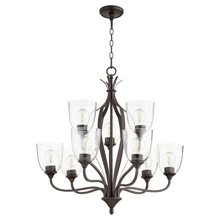 Jardin Nine-Light Chandelier with Clear Seeded Glass Shades - Frankwebs