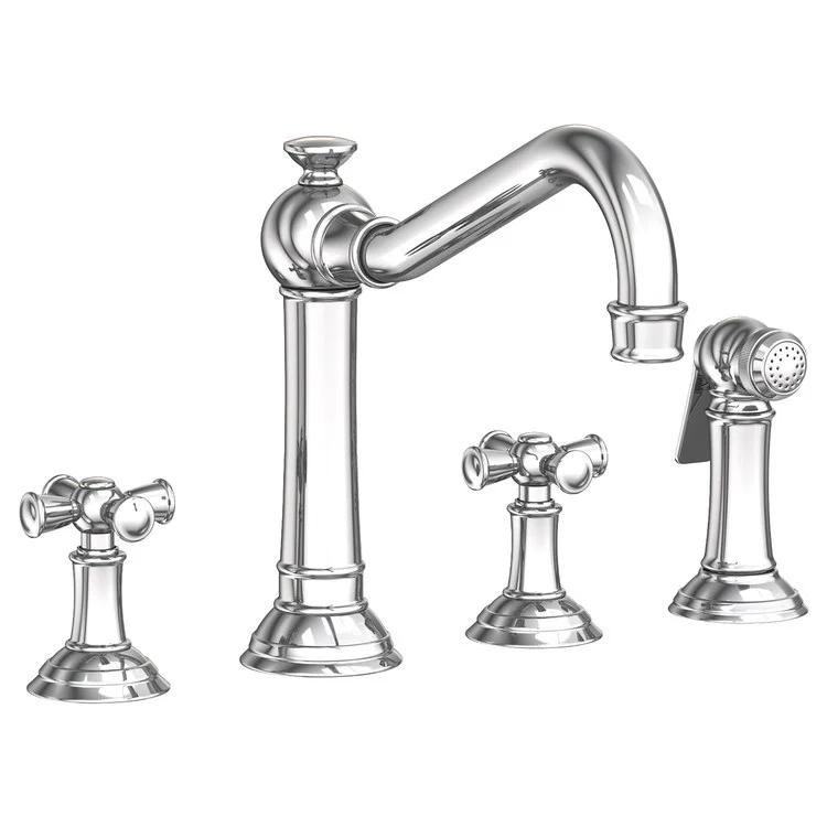 Kitchen Faucet Jacobean Widespread 8 Inch Spread 2 Cross ADA French Gold PVD Sidespray Spout Height 6 Inch 1.8 Gallons per Minute - Frankwebs