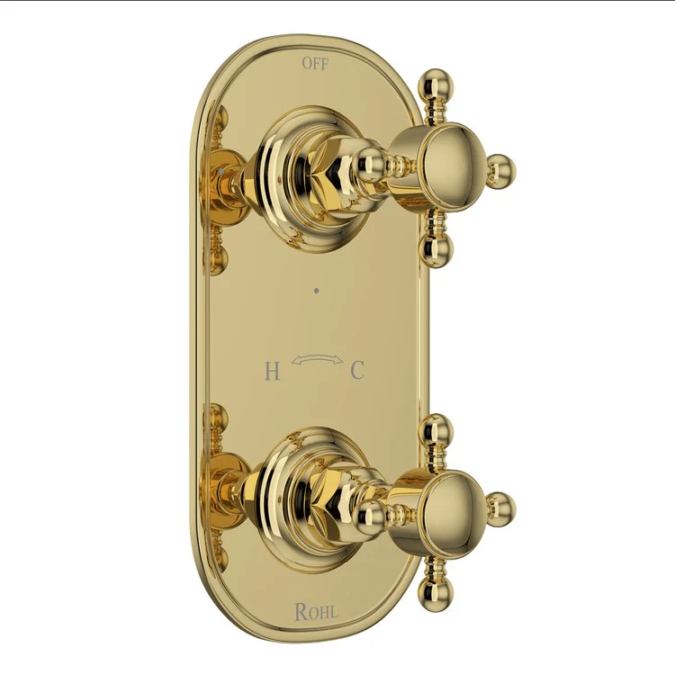 Thermostatic Trim 1/2 Inch with Diverter 2 Cross Unlacquered Brass 6.7 Gallons per Minute Brass - Frankwebs