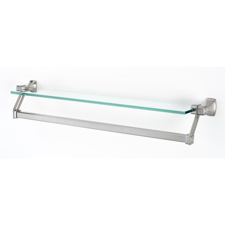 Shelf Cube Bath with Towel Bar Polished Nickel 25 Inch Brass/Glass - Frankwebs