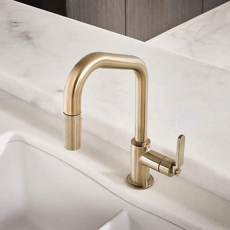Litze Single Handle Pull Down Faucet with Angled Spout/Industrial Handle - Frankwebs