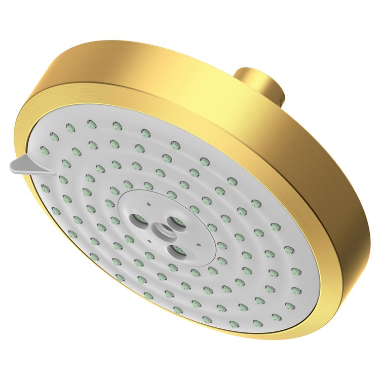 Showerhead Newport Bath 3 Function Satin Gold PVD 5-15/16 Inch 1.8 Gallons per Minute Full/Message/Intense Turbo Spray - Frankwebs