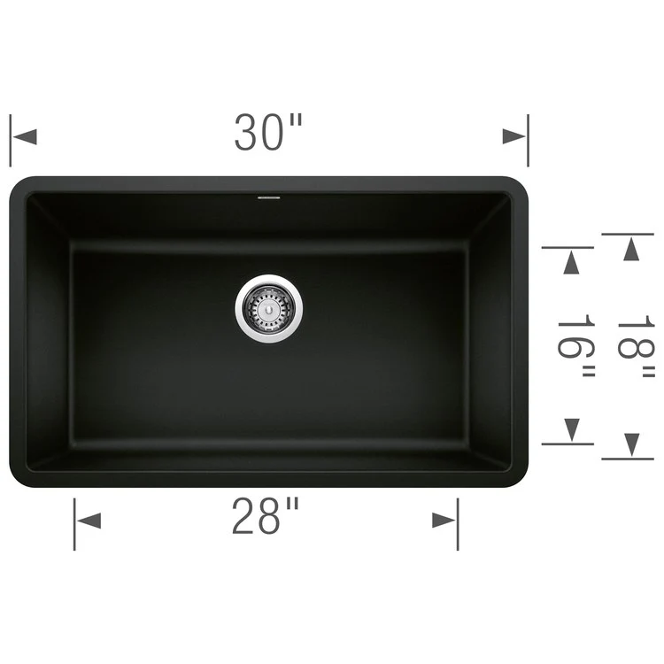 Kitchen Sink Precis 30 x 18 Inch Single Bowl Coal Black Undermount Rectangle - Frankwebs