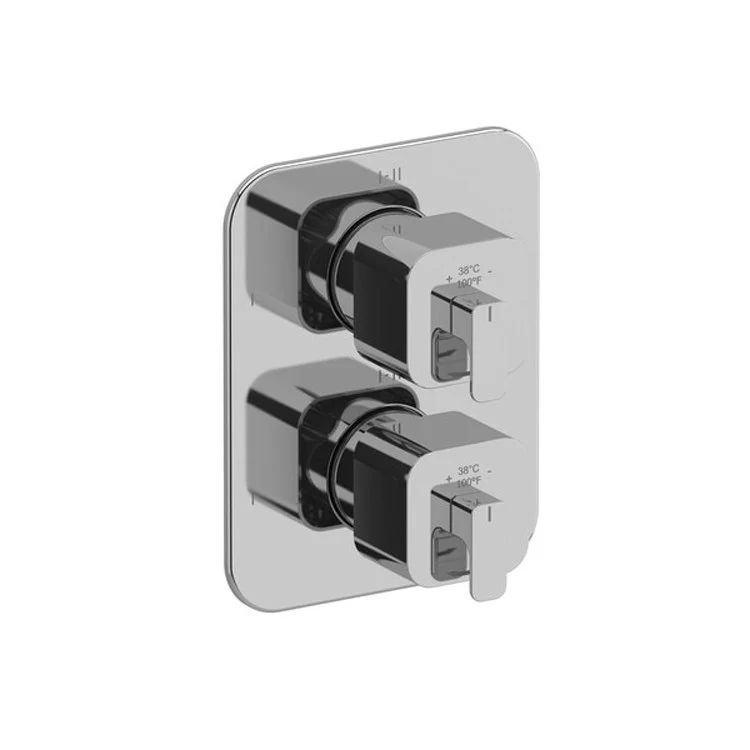 Thermostatic and Pressure Balance Valve Trim Equinox 3/4 Inch Rectangular 4-Way 2 Lever Chrome - Frankwebs