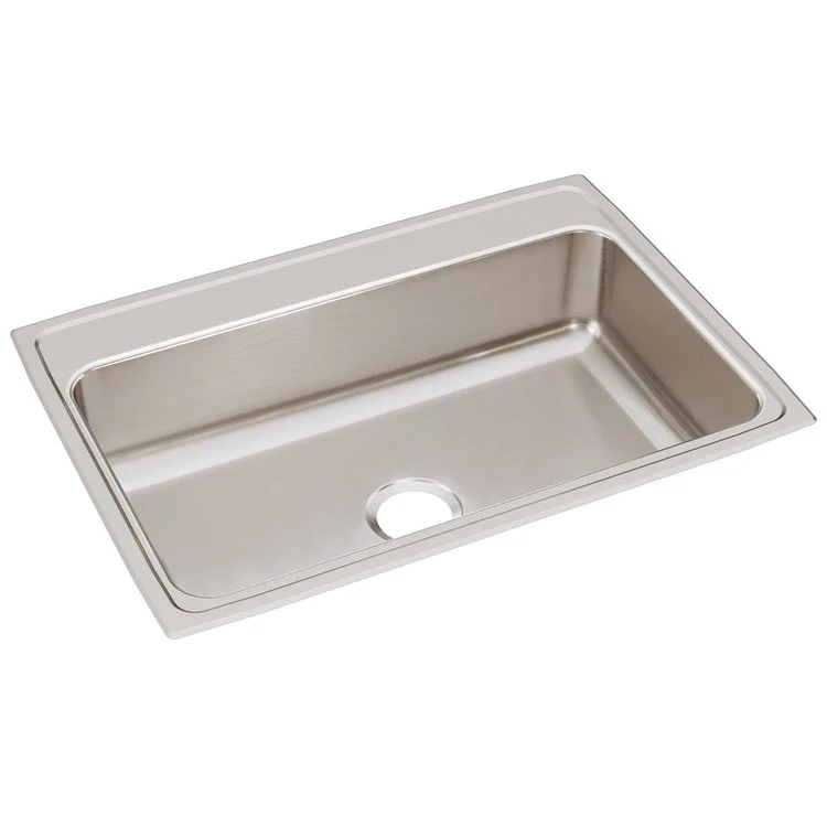 Kitchen Sink Lustertone Classic 31 x 22 Inch Single Bowl Lustrous Satin Drop-In Stainless Steel Drain Location Center Bottom Only Pads - Frankwebs