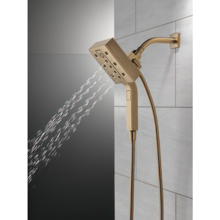 Handshower Combination In2ition Universal Showering Components H2Okinetic 2-In-1 Lumicoat Champagne Bronze WaterSense 4 Function Includes 60-82 Inch Stretchable Metal Hose - Frankwebs