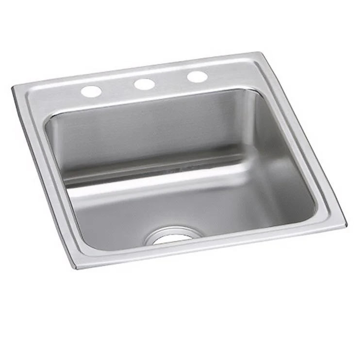 Kitchen Sink Lustertone Classic 19.5 x 22 Inch Single Bowl ADA Lustrous Satin Drop-In Rectangle Drain Location Rear Center Depth 6-1/2 Inch Bottom Only Pads - Frankwebs