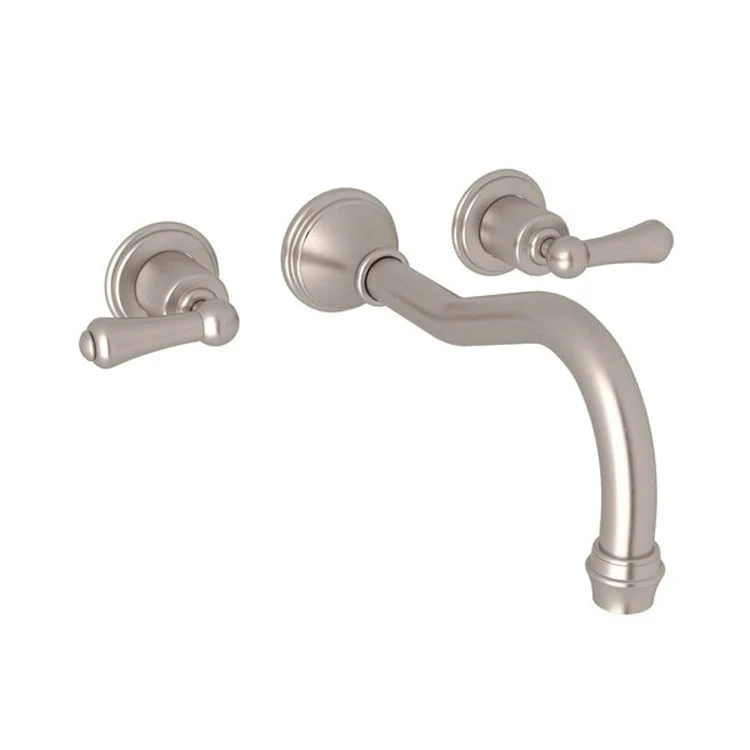 Tub Filler Georgian Era Wall Mount 2 Lever Column Spout Unlacquered Brass - Frankwebs