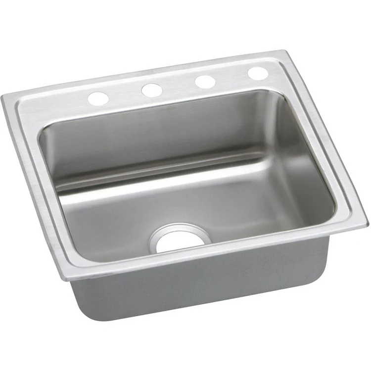 Kitchen Sink Lustertone Classic 25 x 21.25 Inch Single Bowl 3 Hole ADA Lustrous Satin Drop-In Rectangle Drain Location Rear Center Depth 6-1/2 Inch Quick Clip Mounting System Bottom Only Pads - Frankwebs