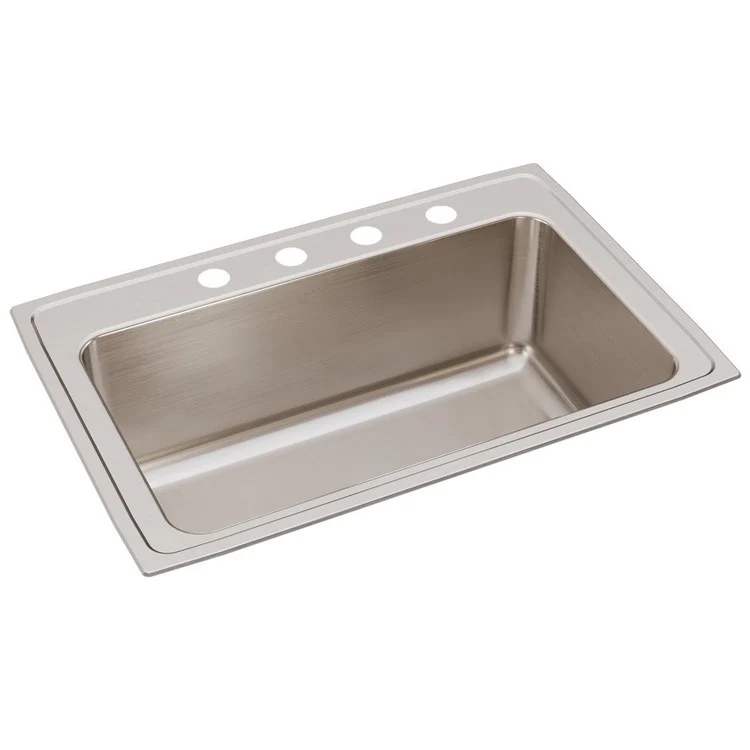 Kitchen Sink Lustertone Classic 33 x 22 Inch Single Bowl 4 Hole Lustrous Satin Drop-In 11-5/8 Inch - Frankwebs