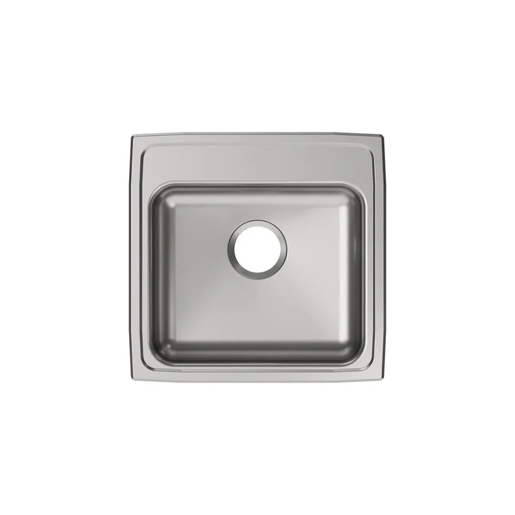 Kitchen Sink Lustertone Classic 19.5 x 19 Inch Single Bowl ADA Lustrous Satin Drop-In Rectangle Drain Location Rear Center Depth 5 Inch Bottom Only Pads - Frankwebs