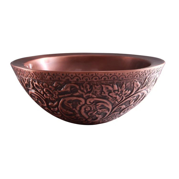 Vessel Akola Round Embossed 16 Inch Hammered Antique Copper - Frankwebs