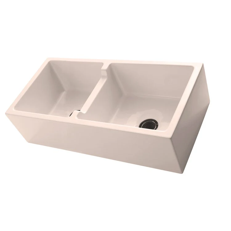 Kitchen Sink 39-1/4L x 18-1/2W Inch Double Bowl Mina Low Divide Farmer Bisque Rectangle - Frankwebs