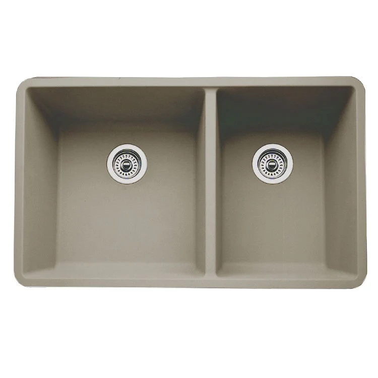 Kitchen Sink Precis 33 x 18 Inch Double Bowl 1-3/4 Bowl Coal Black Undermount Rectangle Silgranit - Frankwebs