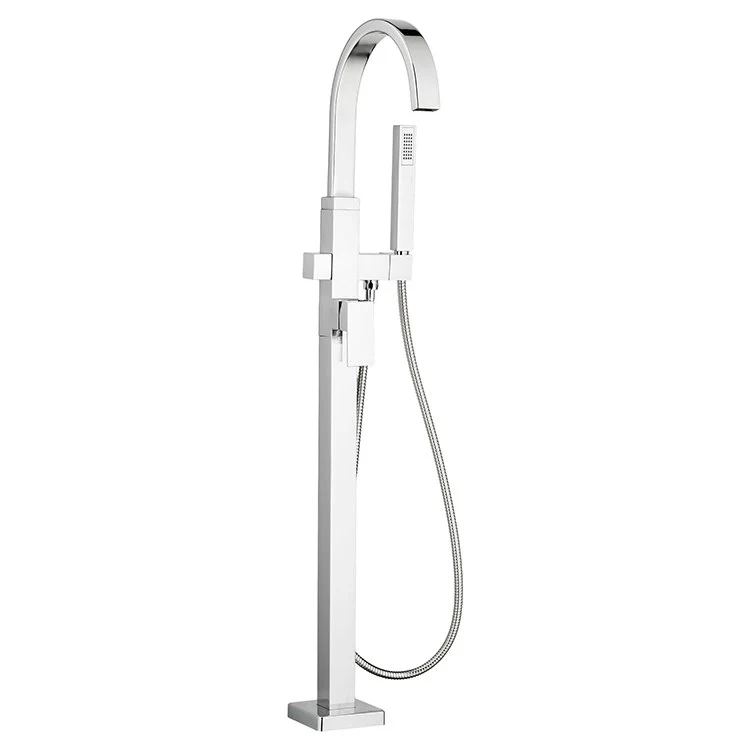 Contemporary Square Freestanding Bathtub Filler with Lever Handle for Flash Rough-In Valve - Frankwebs