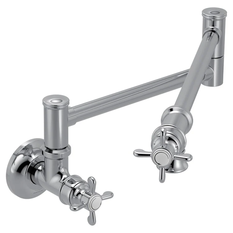 Pot Filler Weymouth Traditional 2 Lever ADA Chrome 1 Hole 5.5 Gallons per Minute - Frankwebs