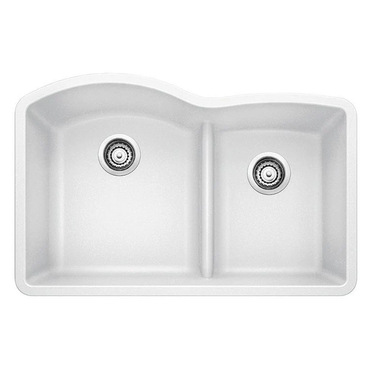 Kitchen Sink Diamond 32 x 21 Inch Double Bowl 1-3/4 Bowl with Low Divide Coal Black Undermount - Frankwebs