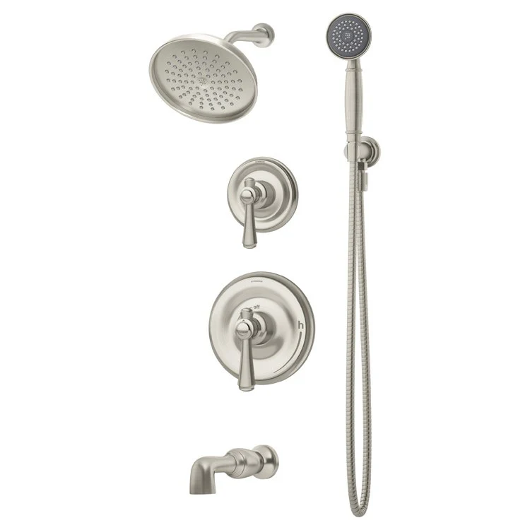 Tub and Shower Trim Degas with Handshower Separate Diverter 2 Lever Satin Nickel ADA 1.5 Gallons per Minute - Frankwebs