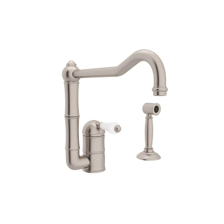 Kitchen Faucet Acqui with Sidespray Column Spout and Extended Spout 1 Porcelain Lever Italian Brass 1.5 Gallons per Minute - Frankwebs