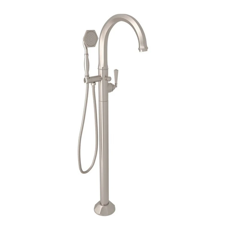Tub Filler Trim Palladian Floor Mount 1 Lever Italian Brass 1 Hole Swivel Spout - Frankwebs