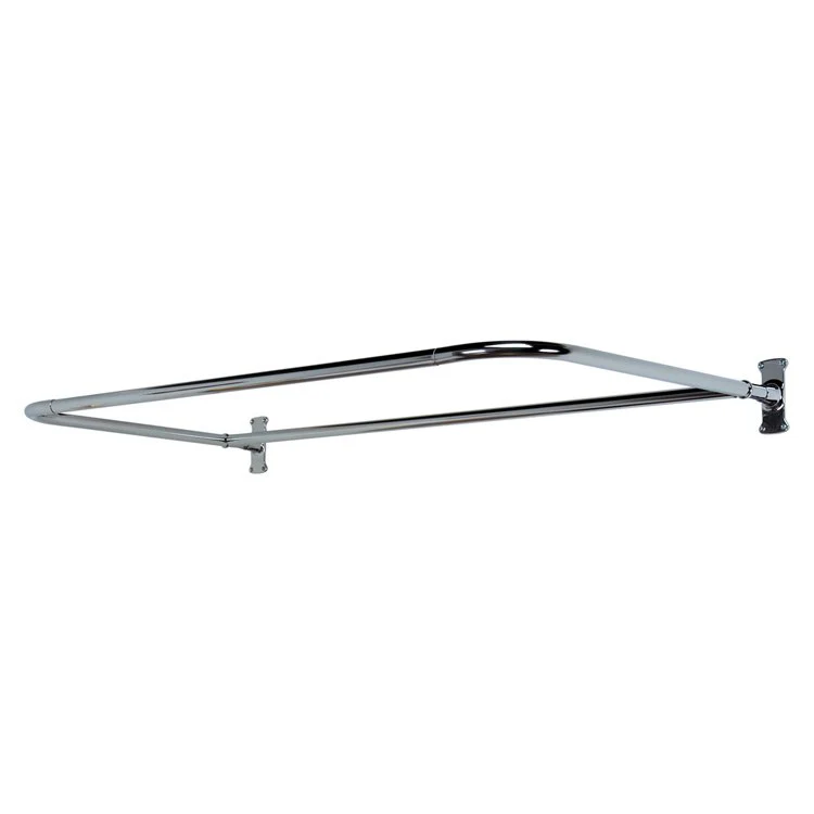 Shower Rod D with Flanges Brushed Nickel 48 x 26 Inch Brass - Frankwebs