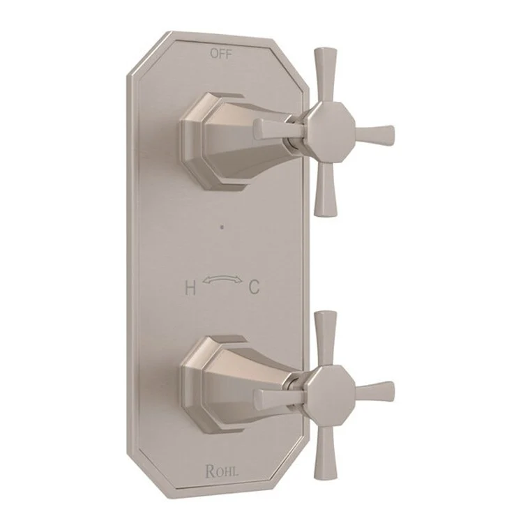 Thermostatic Trim Deco 1/2 Inch with Diverter 2 Cross Polished Chrome Brass - Frankwebs