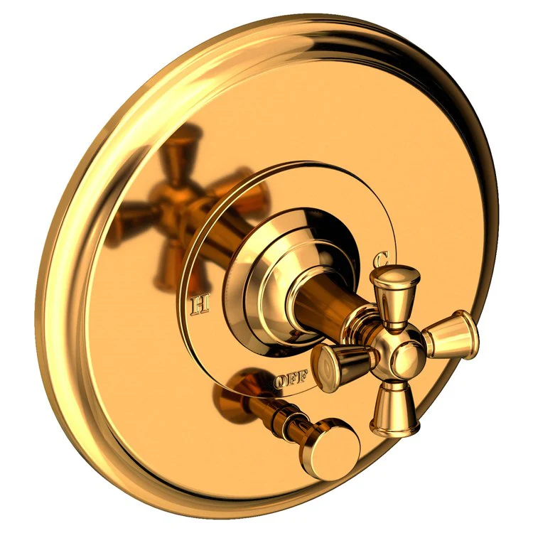 Aylesbury Pressure Balance Tub/Shower Valve Trim Only with Cross Handle - Midnight Chrome - Frankwebs