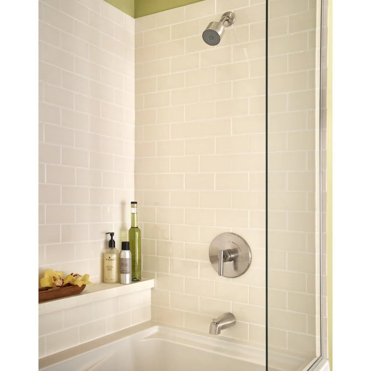 Tub and Shower System Dia with Mixing Valve 1 Lever Satin Nickel ADA 2.5 Gallons per Minute Plastic Escutcheon Lever Handle Showerhead Mounting Bracket Tub Spout - Frankwebs