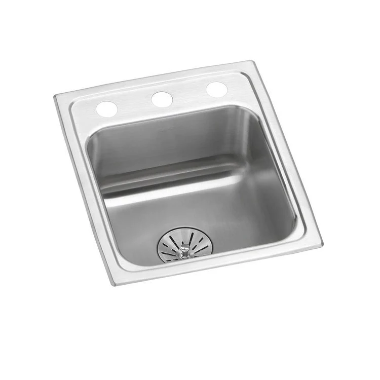 Kitchen Sink Lustertone Classic 13 x 16 Inch Single Bowl with Perfect Drain 1 Hole ADA Lustrous Satin Drop-In Square Drain Location Center Depth 6-1/2 Inch Bottom Only Pads - Frankwebs