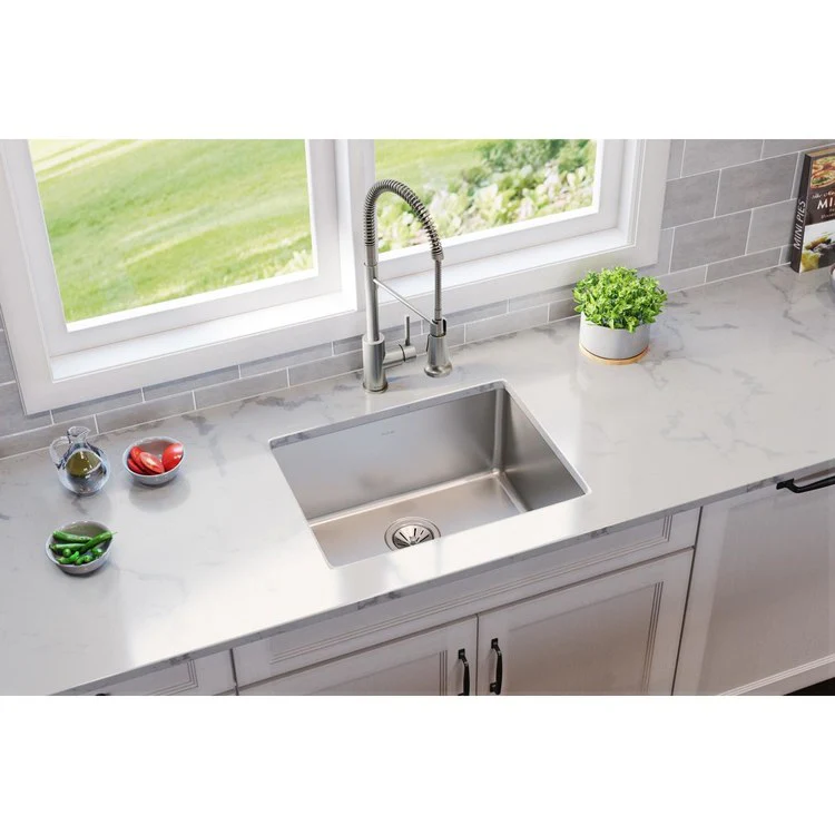 Kitchen Sink Lustertone Iconix 23.5 x 18.25 Inch Single Bowl Luminous Satin Undermount Drain Location Rear Center - Frankwebs