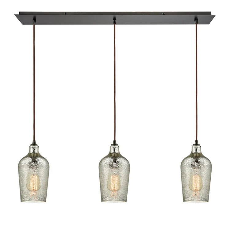 Hammered Glass Three-Light Linear Pendant - Frankwebs