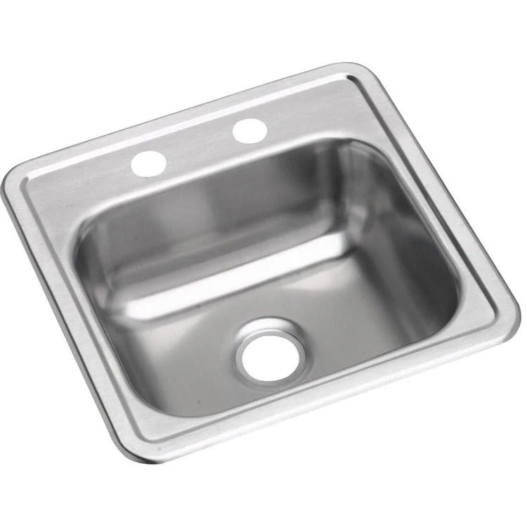 Bar Sink Dayton 15 x 15 Inch Single Bowl with Drain Opening 2 Hole ADA Satin Drop-In Square Drain Size 3-1/2 Inch - Frankwebs