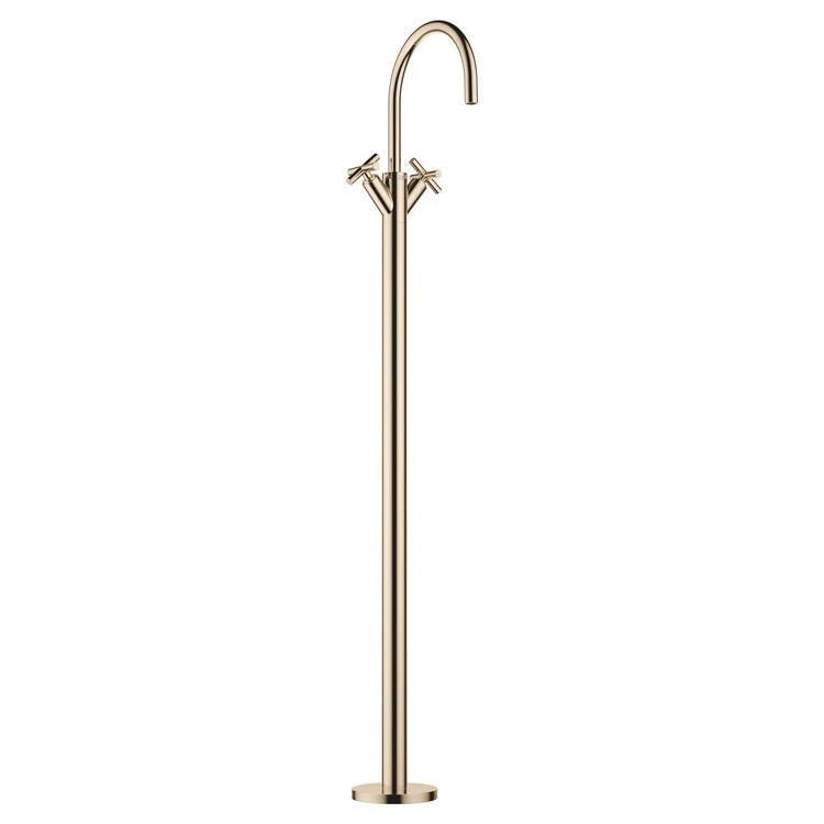 Lavatory Faucet TARA Mixer with Stand Pipe 2 Cross ADA WaterSense Brushed Champagne 1.2 Gallons per Minute Less Drain 1 Hole - Frankwebs