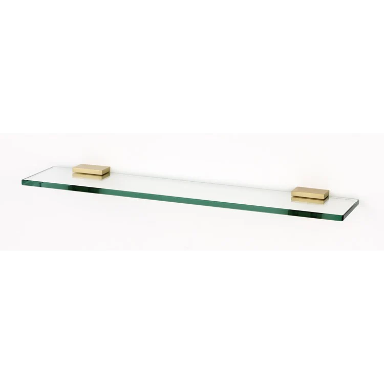 Shelf Contemporary II Bath with Brackets Unlacquered Brass 18 Inch Brass/Glass 4-1/2 Inch - Frankwebs