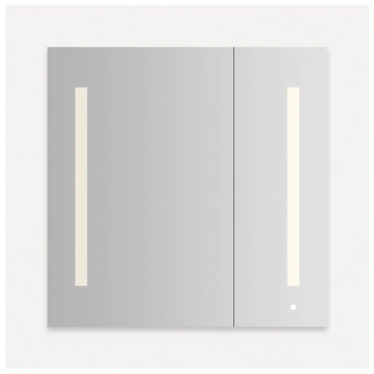 Medicine Cabinet AiO 30W x 30H x 4D Inch 2 Doors Mirror Flat Top Aluminum Yes Left Hand Side Recessed/Surface Warm White LUM Lighting 2700 Kelvin - Frankwebs