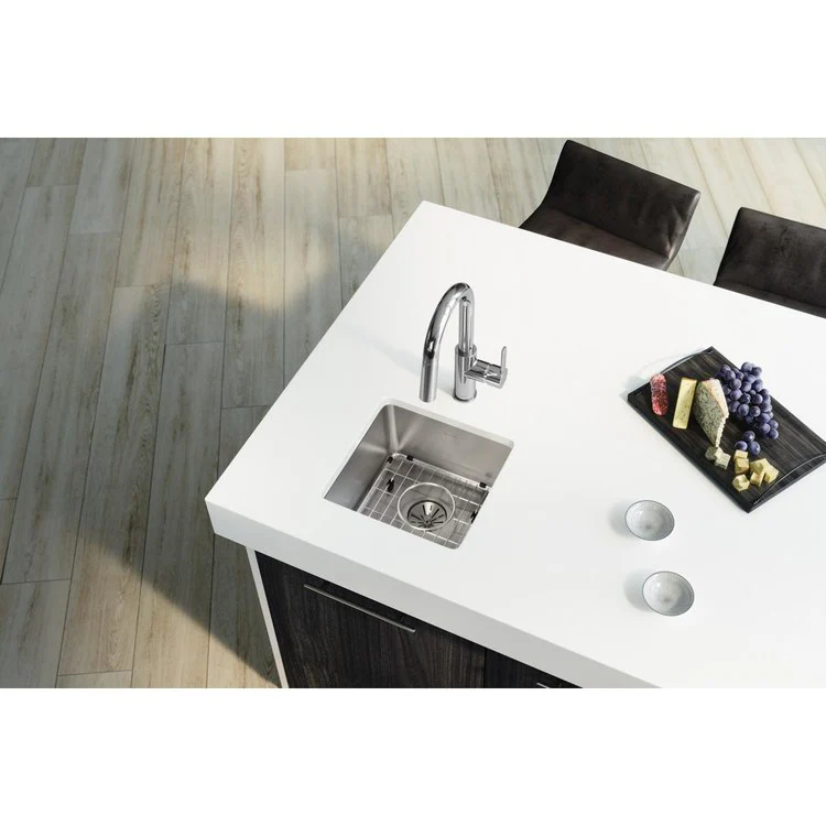 Sink Kit Lustertone Iconix Perfect Drain 14.5 x 14.5 Inch Single Bowl Luminous Satin One EBG1010 Bottom Grid One LKPD1 Perfect Drain and Strainer - Frankwebs