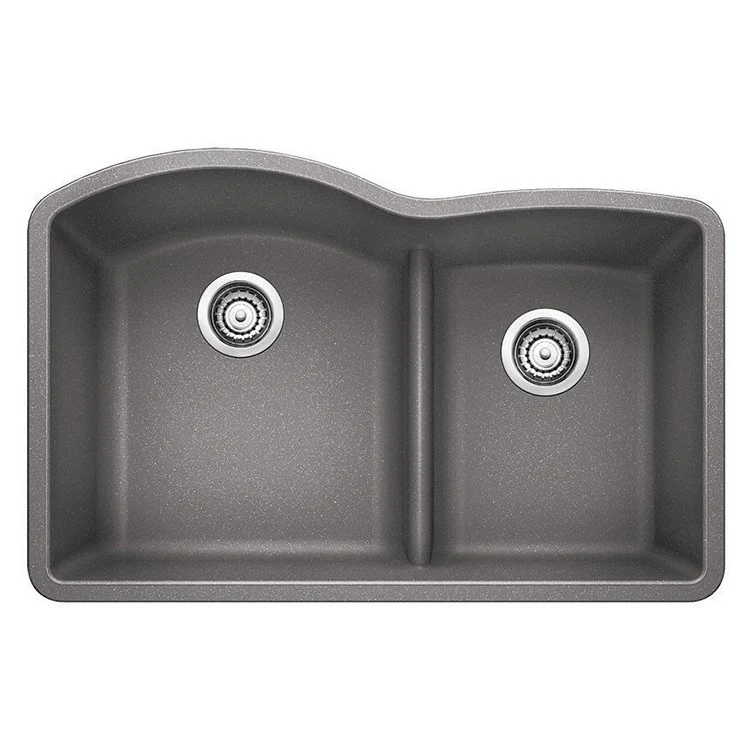Kitchen Sink Diamond 32 x 21 Inch Double Bowl 1-3/4 Bowl with Low Divide Coal Black Undermount - Frankwebs