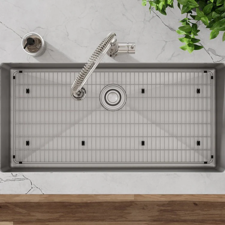 Sink Grid Crosstown Bottom Grid 33.5 x 15.5 Inch Polished Stainless Steel - Frankwebs