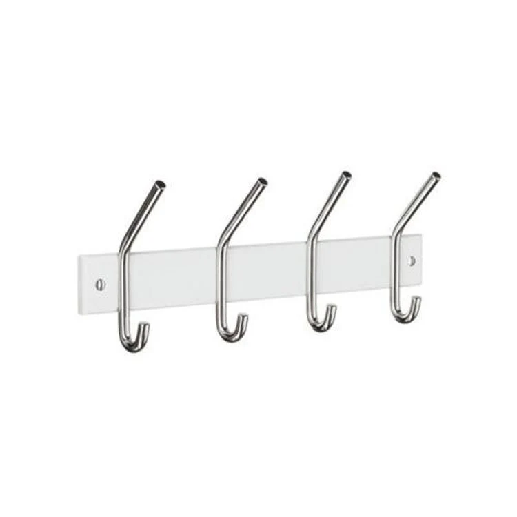 Coat Rack 4 Hook 1-1/4 x 12 x 3-1/8 Inch White Wood/Stainless Steel - Frankwebs