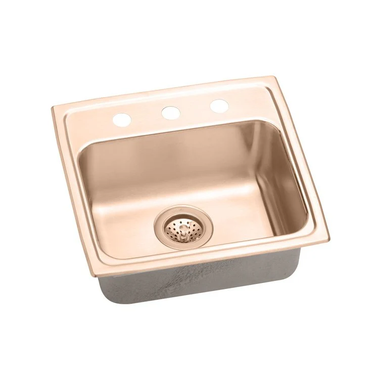 Kitchen Sink 19 x 18 Inch Single Bowl 3 Hole ADA Copper Drop-In Rectangle Drain Location Rear Center Depth 4-1/2 Inch Bottom Only Pads - Frankwebs