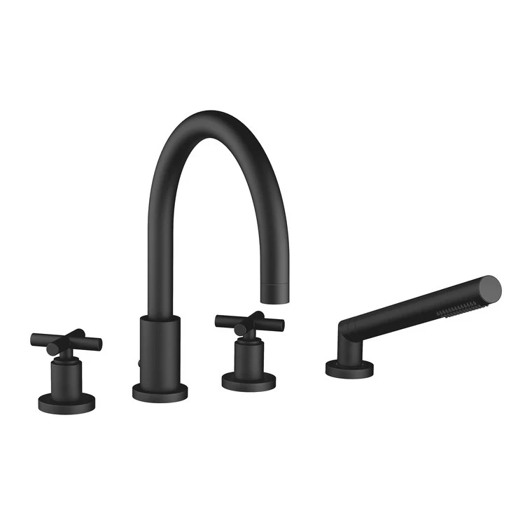 Tub Filler TARA Mixer for Deck Mount with Handshower 2 Cross Champagne - Frankwebs